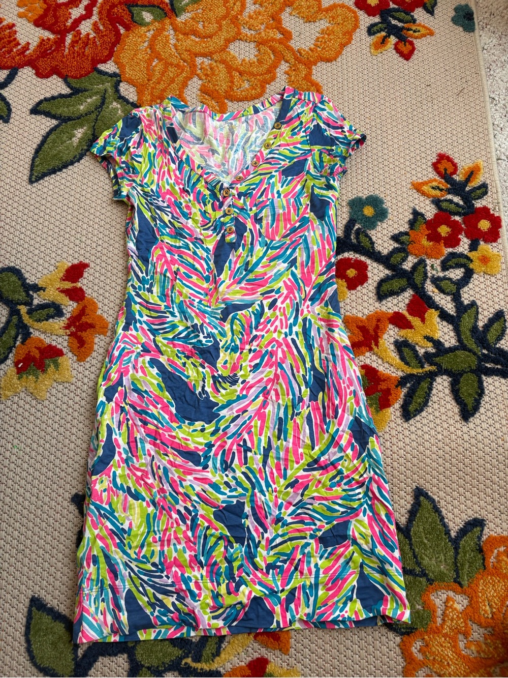 Lilly Pulitzer Pink, Blue & Green Abstract Print Shift Dress